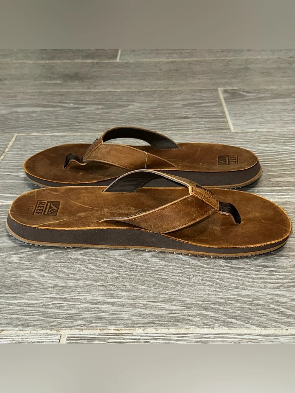 Reef Drift Classic Leather Flip Flop Sandals Brown Men’s 13 Casual Summer Beach